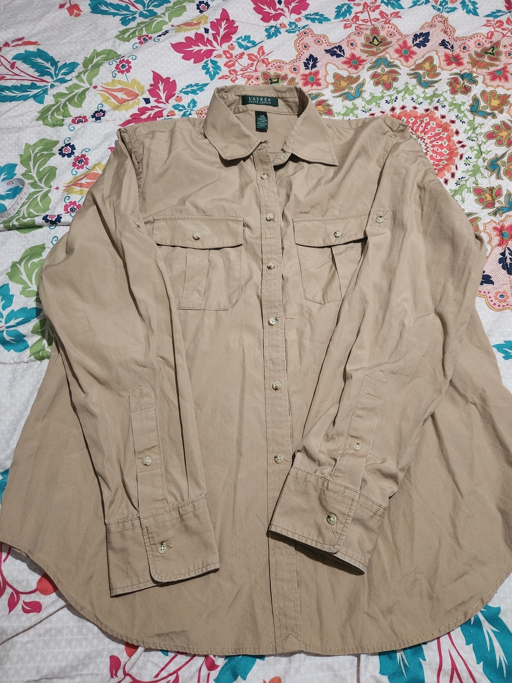 Lauren Ralph Lauren Tan Button-Front Women’s Utility Shirt